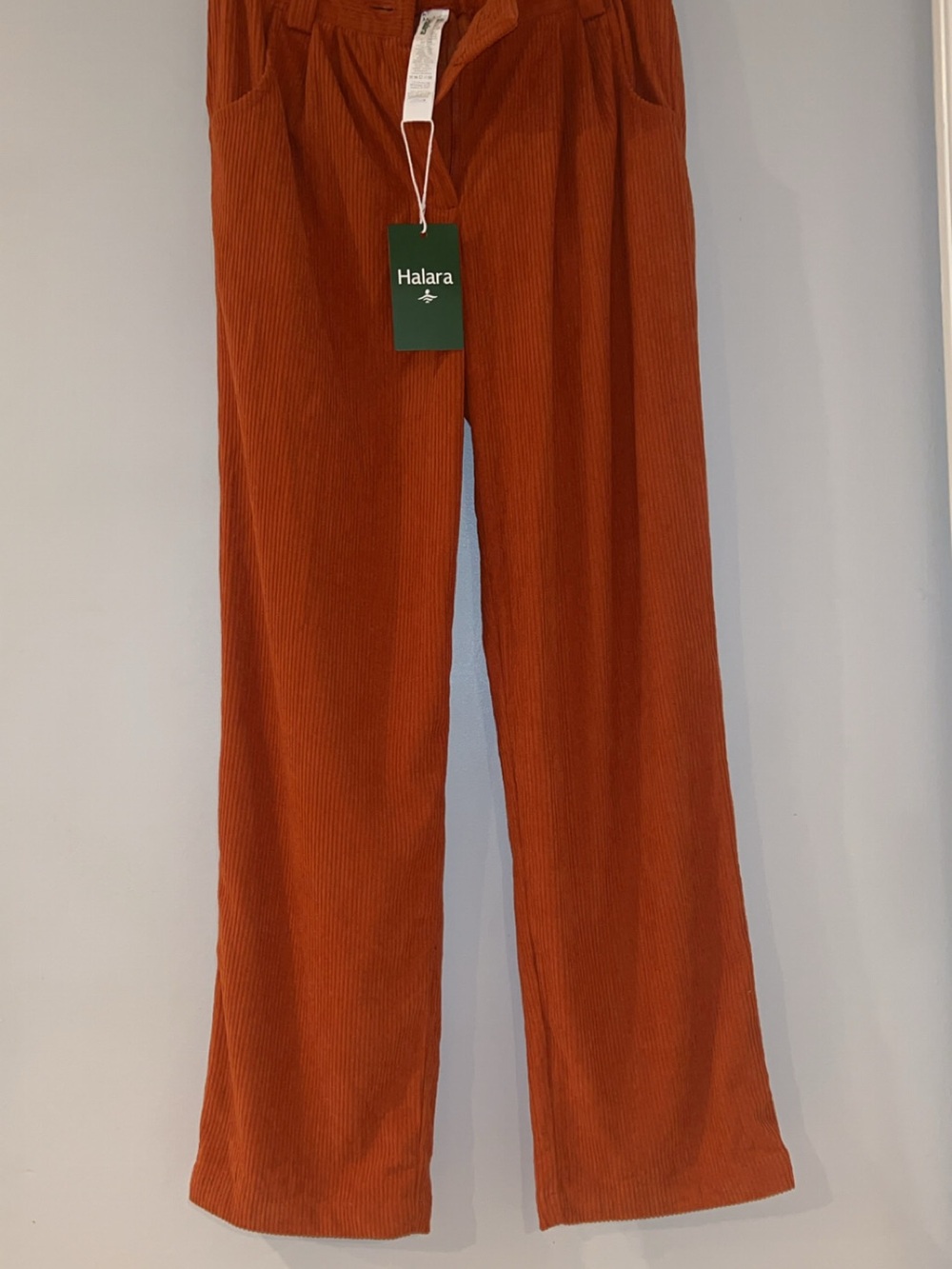HALARA Burnt Orange Wide-Leg Corduroy Pants